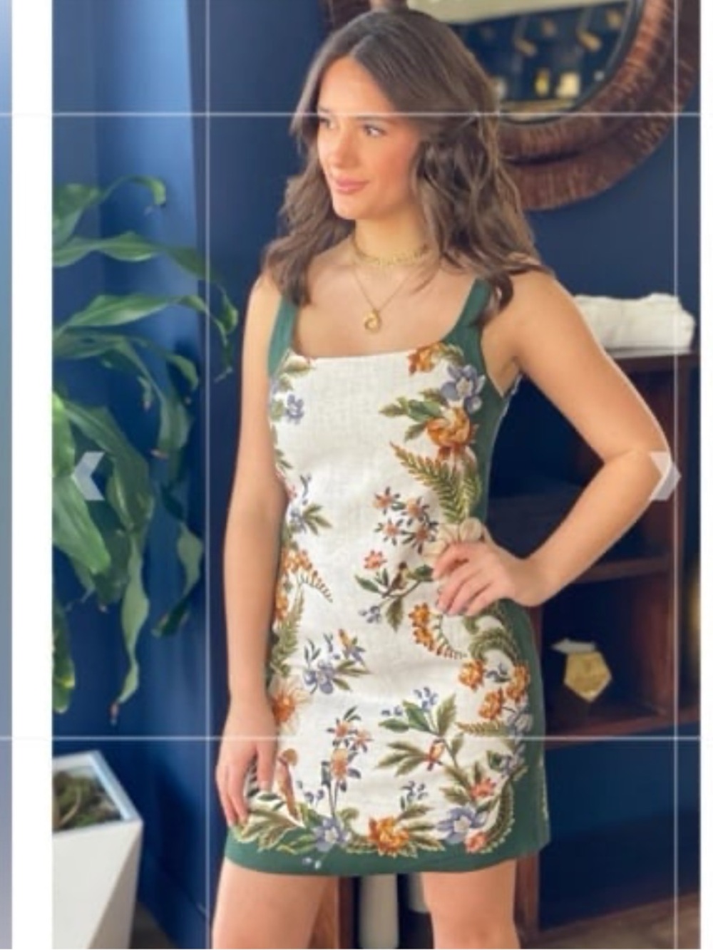 NWT FARM RIO Sand Nature Square Neck Mini Dress